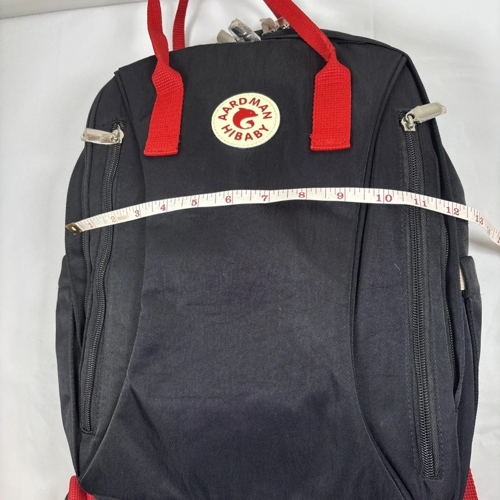 Aardman‎ Hibaby Diaper Lap Top Bag Pockets BackPack Bottle & Wipes Storage Black